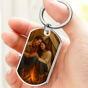 Love Message Couple Keychain – Personalized Photo & Name Keepsake - 89Prints