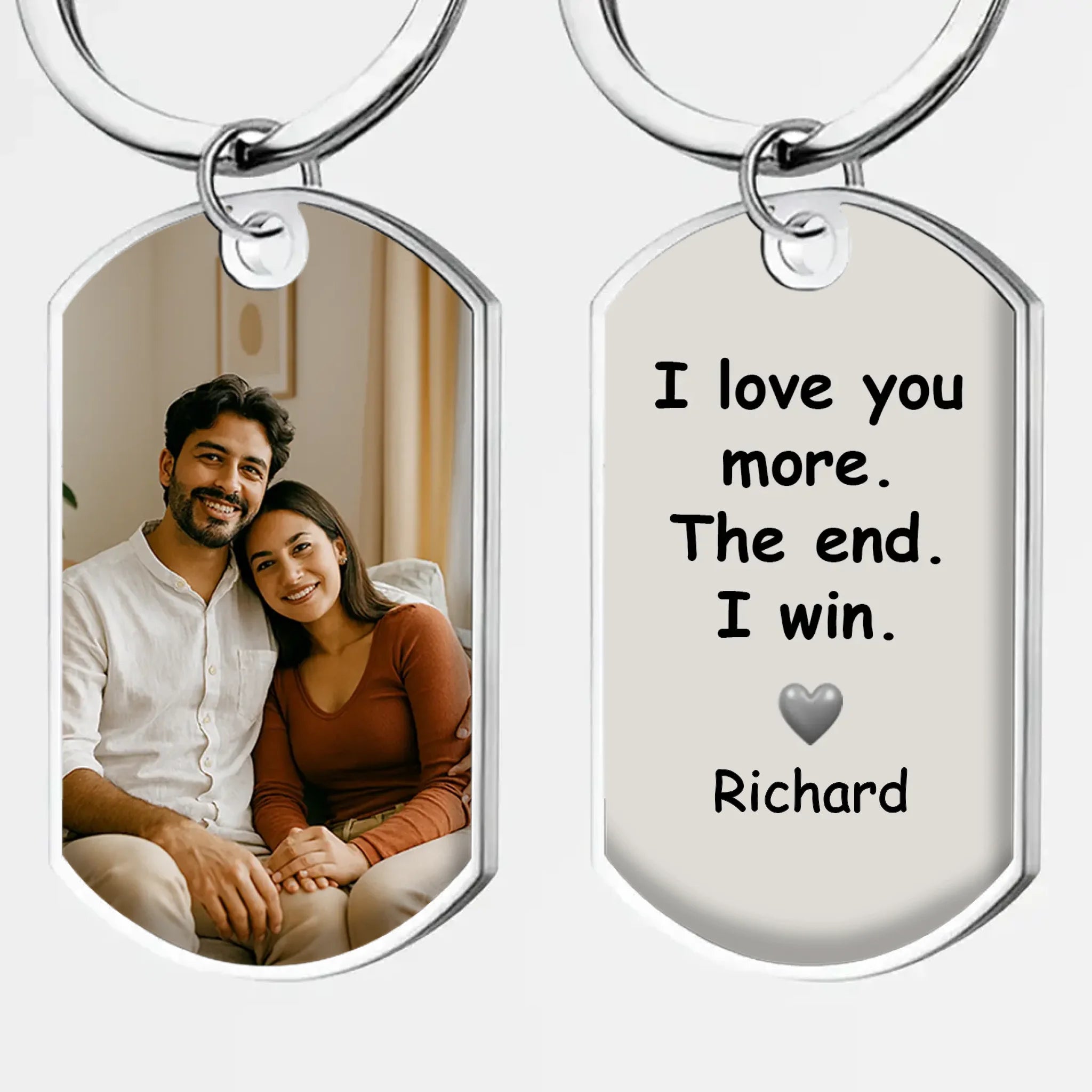 Custom Photo & Name Couple Keychain - Personalized 