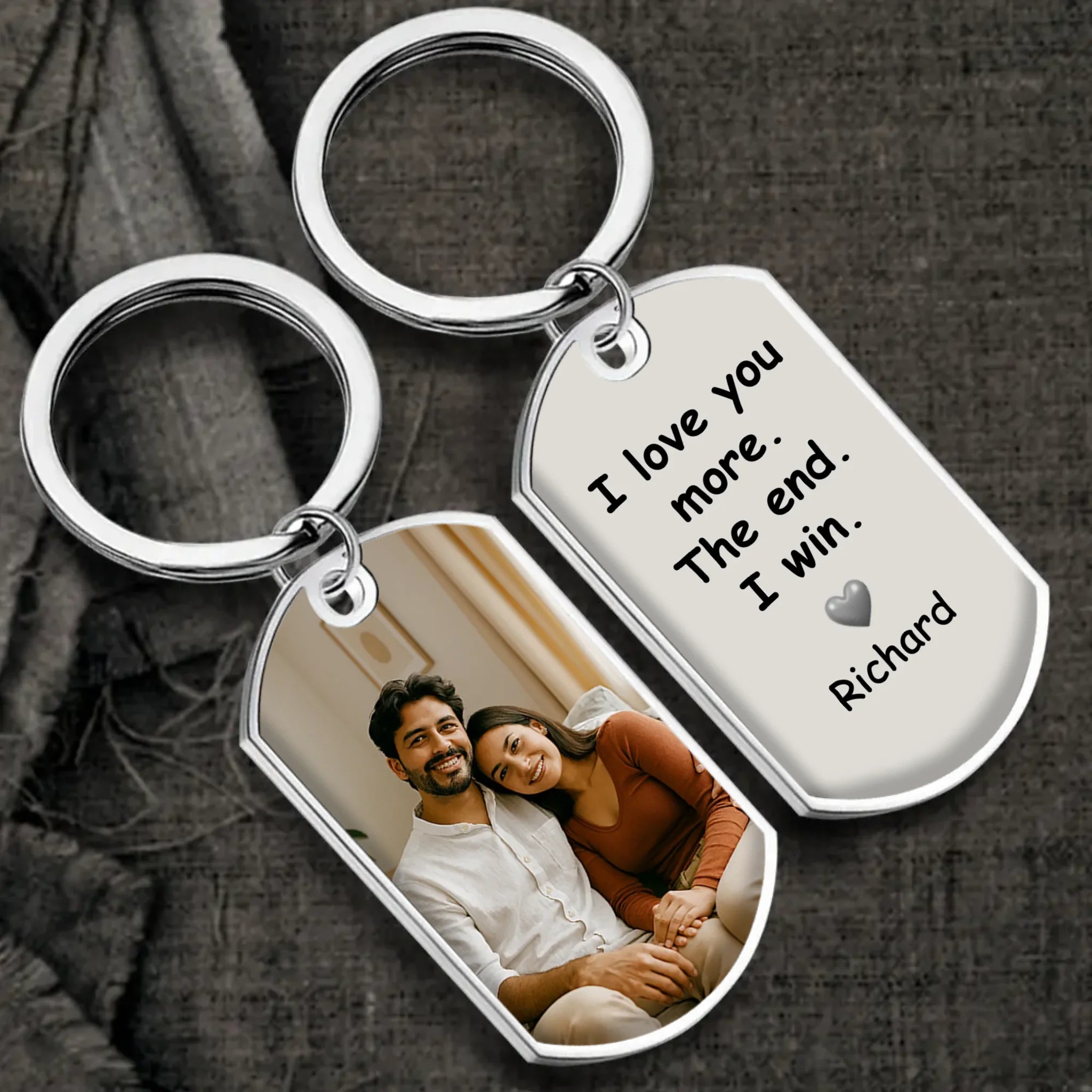 Custom Photo & Name Couple Keychain - Personalized 