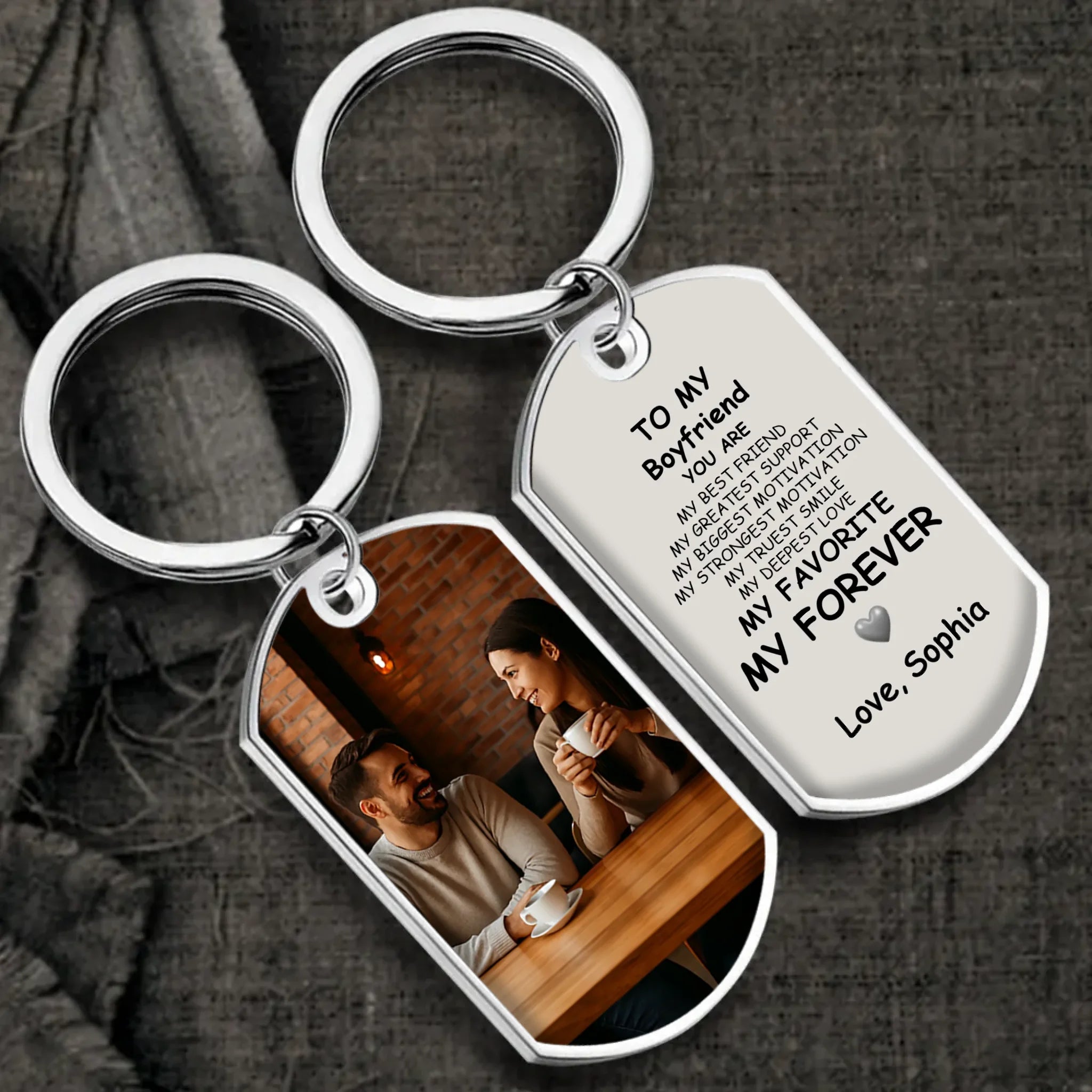Custom Boyfriend Keychain with Photo - Engraved 