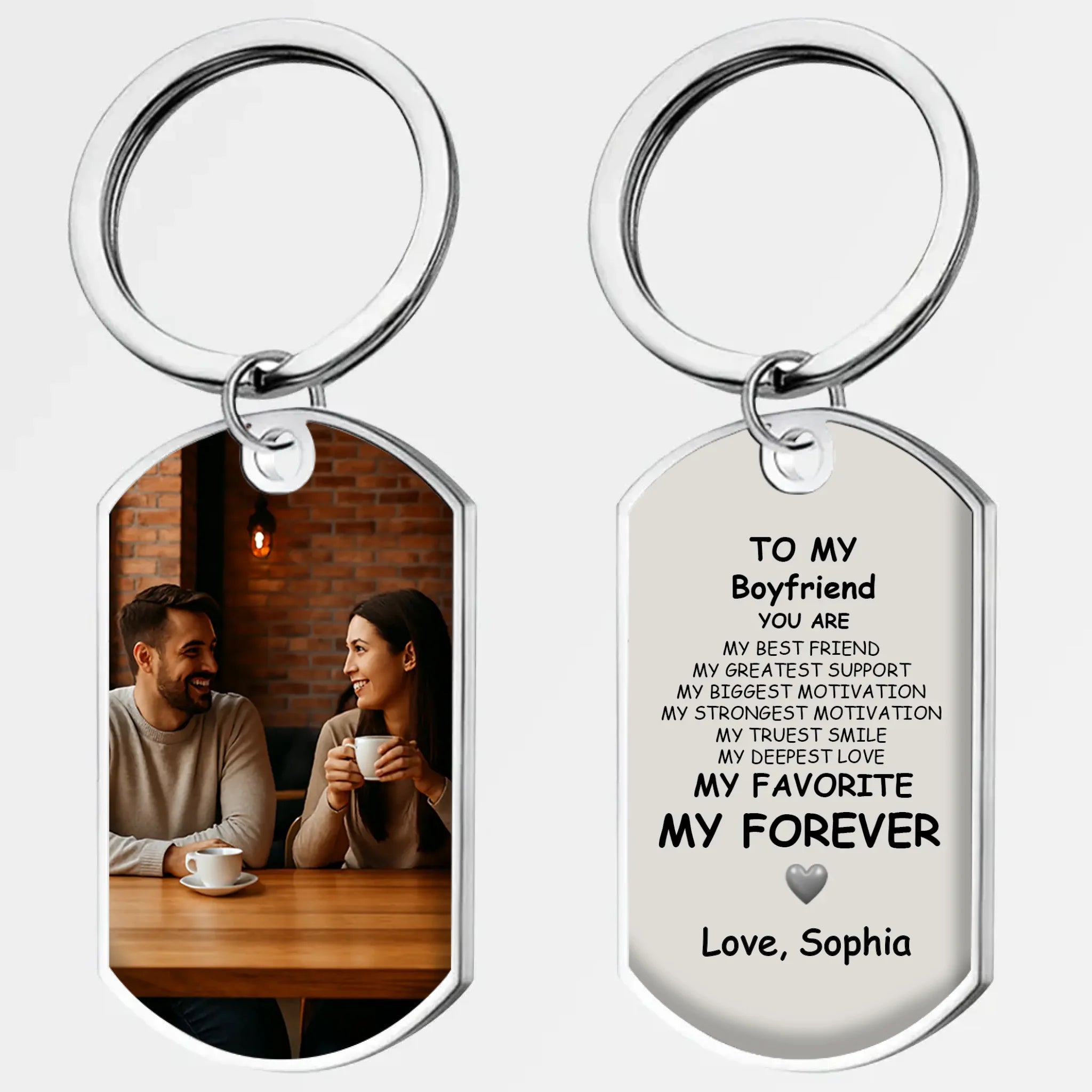 Custom Boyfriend Keychain with Photo - Engraved 