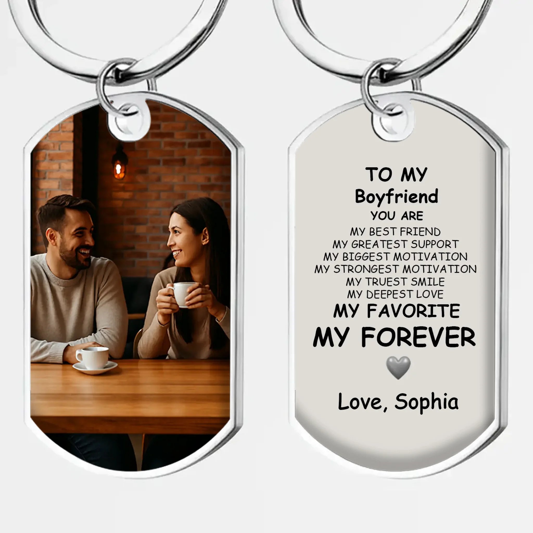 Custom Boyfriend Keychain with Photo - Engraved 