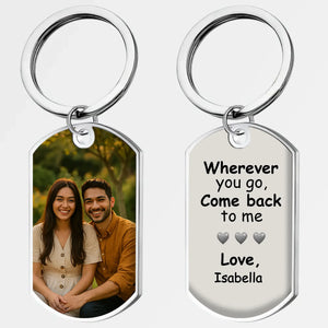 Custom Photo Couple Keychain - 