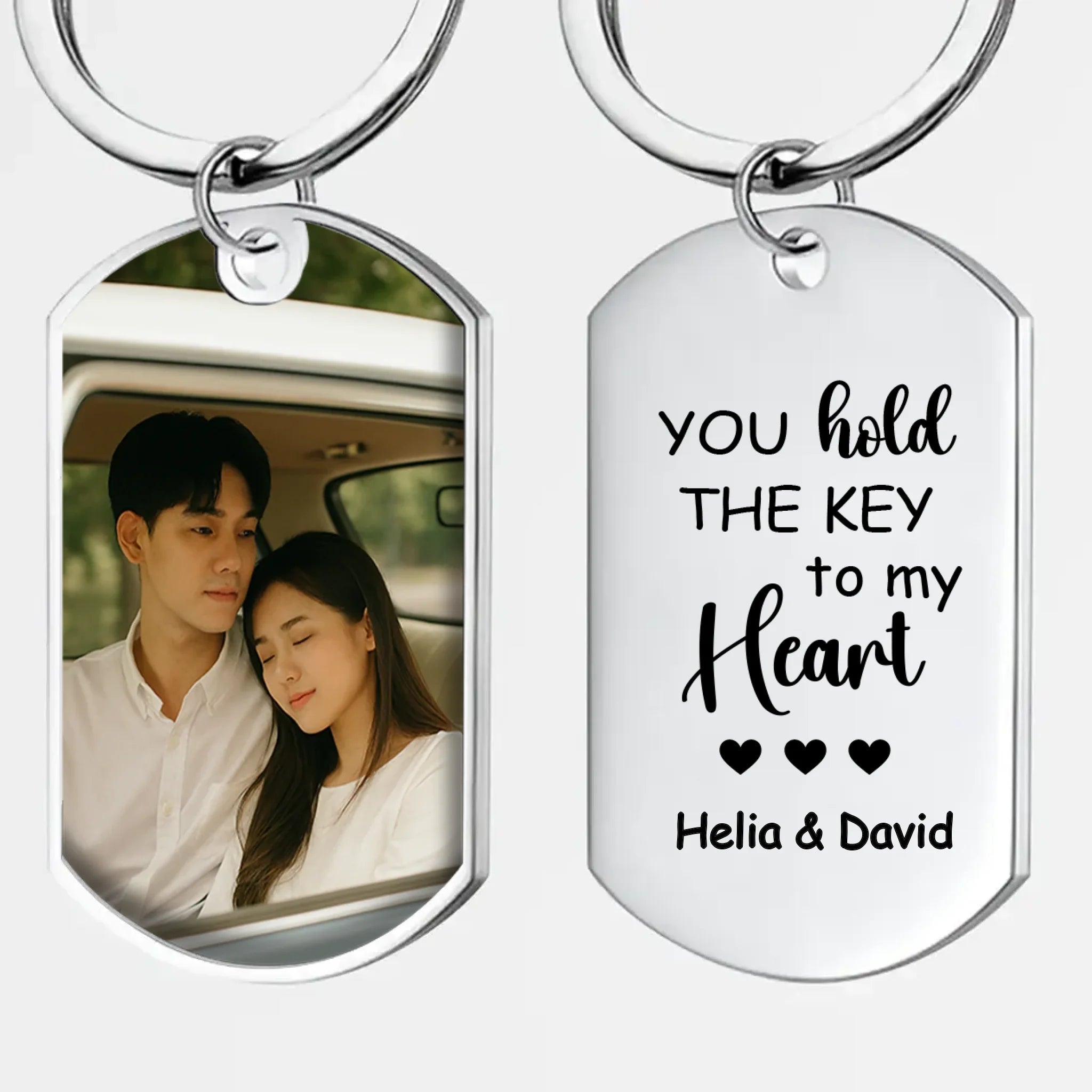 Personalized Keychain for Couples - Custom Photo & Names - Key to My Heart Keepsake for Him or Her - 89Prints