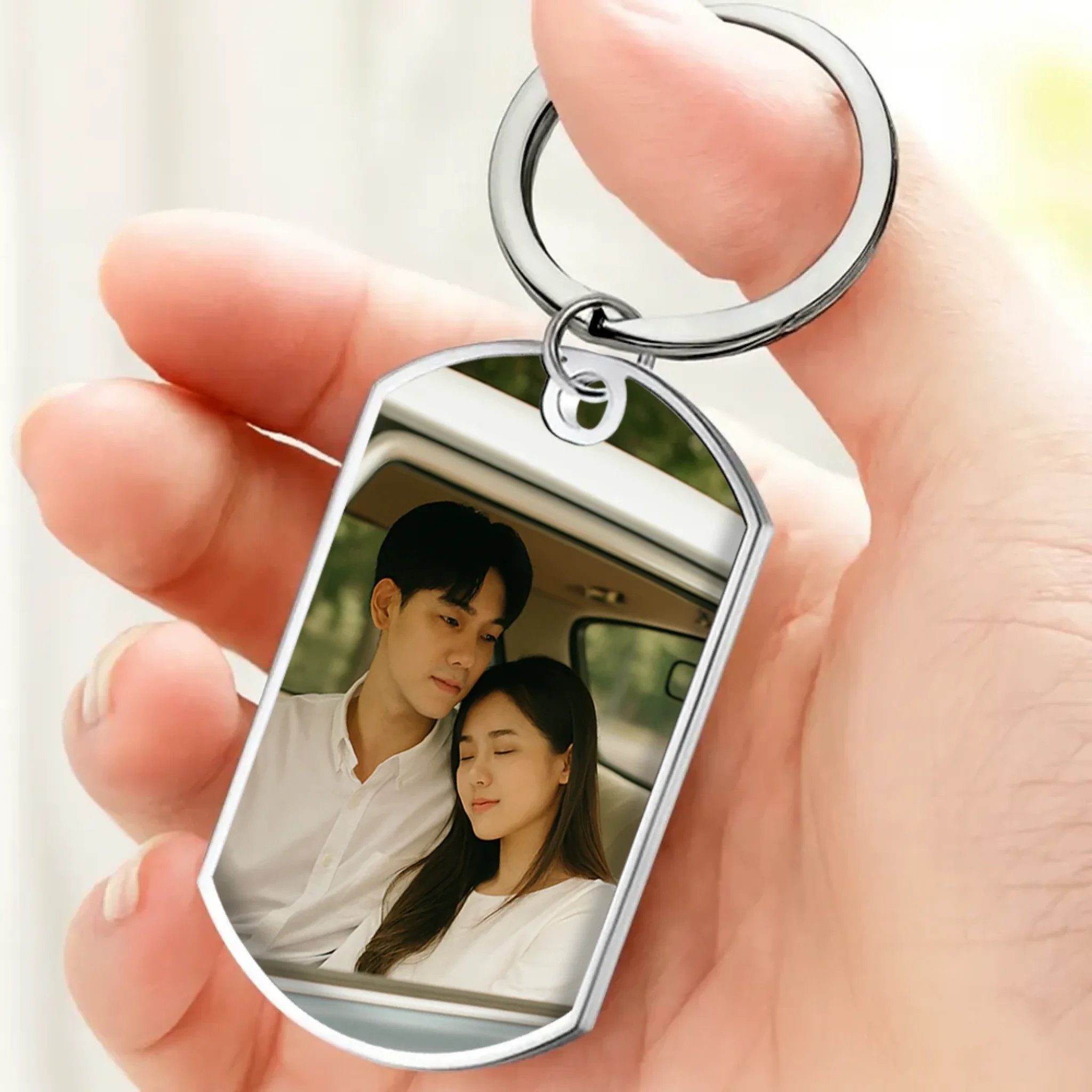 Personalized Keychain for Couples - Custom Photo & Names - Key to My Heart Keepsake for Him or Her - 89Prints