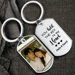 Personalized Keychain for Couples - Custom Photo & Names - Key to My Heart Keepsake for Him or Her - 89Prints