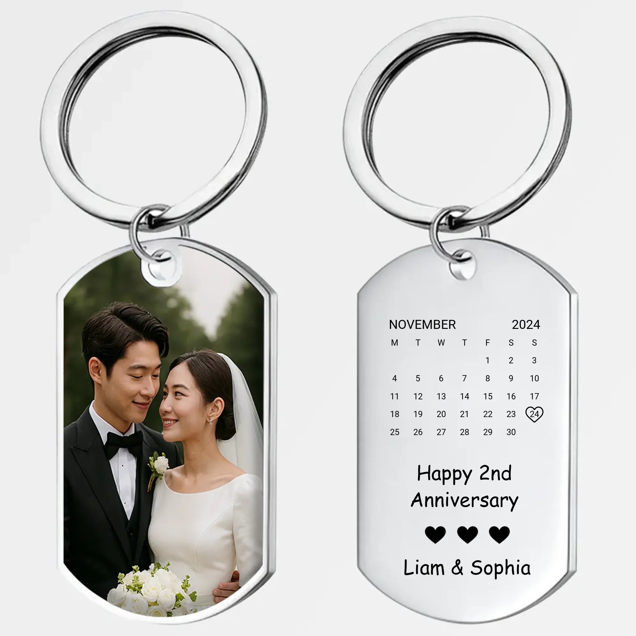 Personalized Anniversary Calendar Couple Keychain - Custom Photo & Special Date - 89Prints