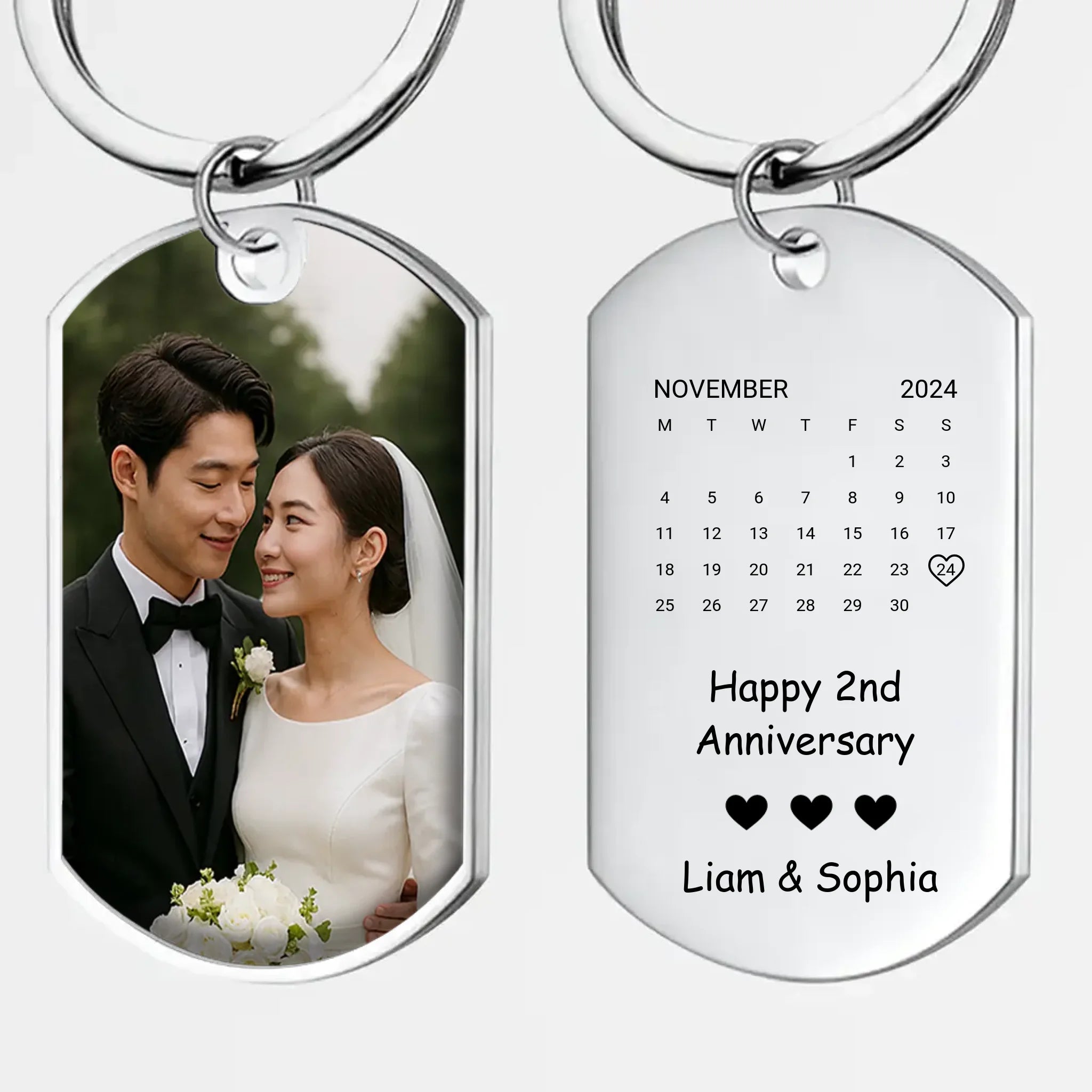 Personalized Anniversary Calendar Couple Keychain - Custom Photo & Special Date - 89Prints