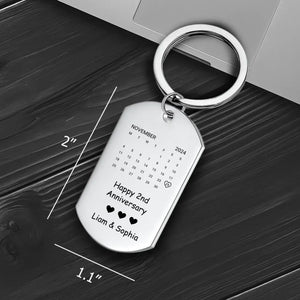 Personalized Anniversary Calendar Couple Keychain - Custom Photo & Special Date - 89Prints