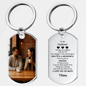 Custom Photo Keychain for Husband - Beautiful & Meaningful Message - Personalized Anniversary & Birthday Gift for Him - 89Prints