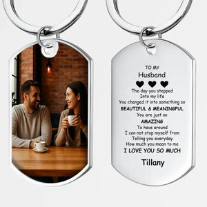 Custom Photo Keychain for Husband - Beautiful & Meaningful Message - Personalized Anniversary & Birthday Gift for Him - 89Prints