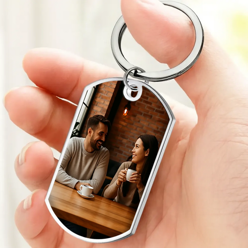 Custom Photo Keychain for Husband - Beautiful & Meaningful Message - Personalized Anniversary & Birthday Gift for Him - 89Prints