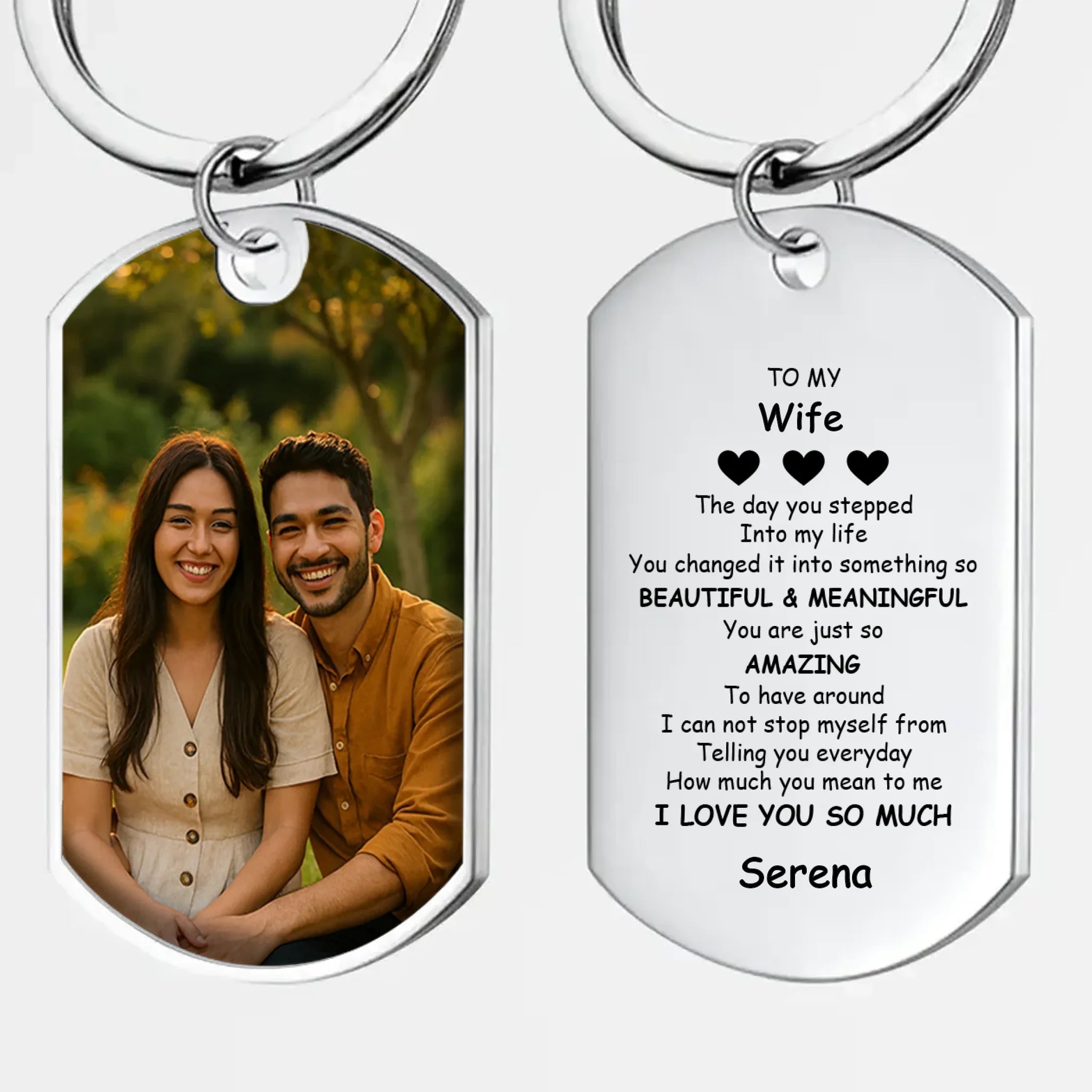 Personalized Photo Keychain – One-Side Engraved Text - Heartfelt Beautiful & Meaningful Message - 89Prints