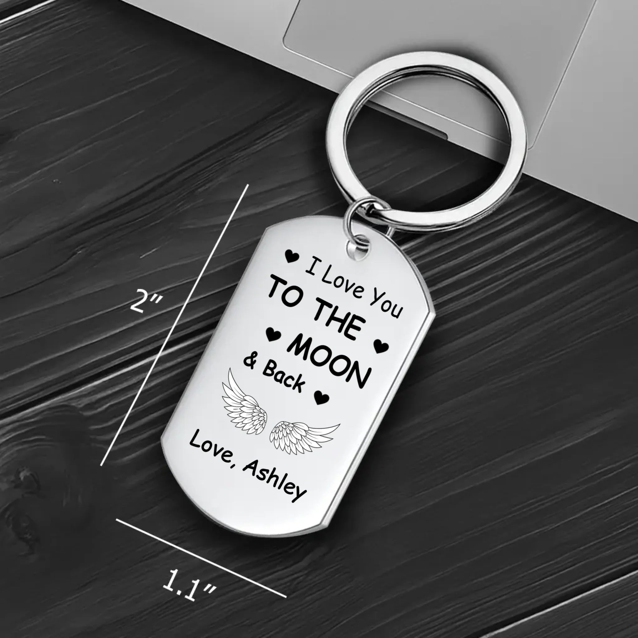 Special Couple Photo Keychain – To the Moon and Back Love Engraved – 89Prints