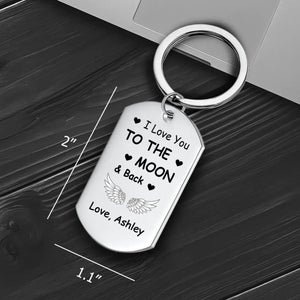 Special Couple Photo Keychain – To the Moon and Back Love Engraved – 89Prints