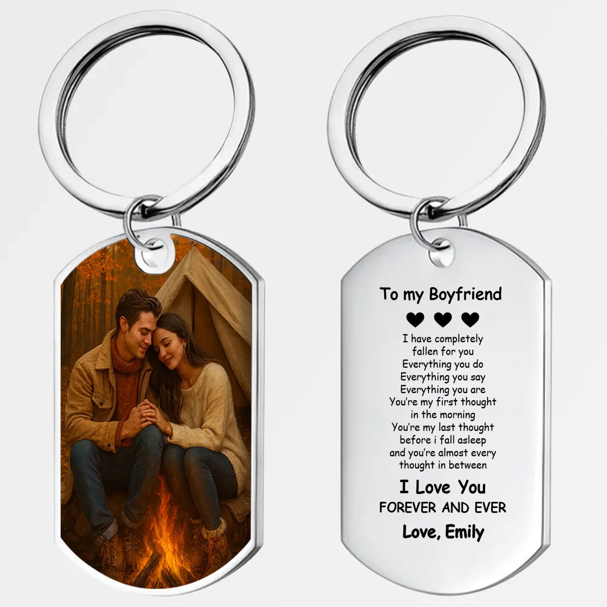 Personalized Photo Couple Keychain – To My Boyfriend I Love You Forever and Ever One-Side Engraved – 89Prints