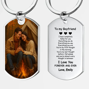Personalized Photo Couple Keychain – To My Boyfriend I Love You Forever and Ever One-Side Engraved – 89Prints