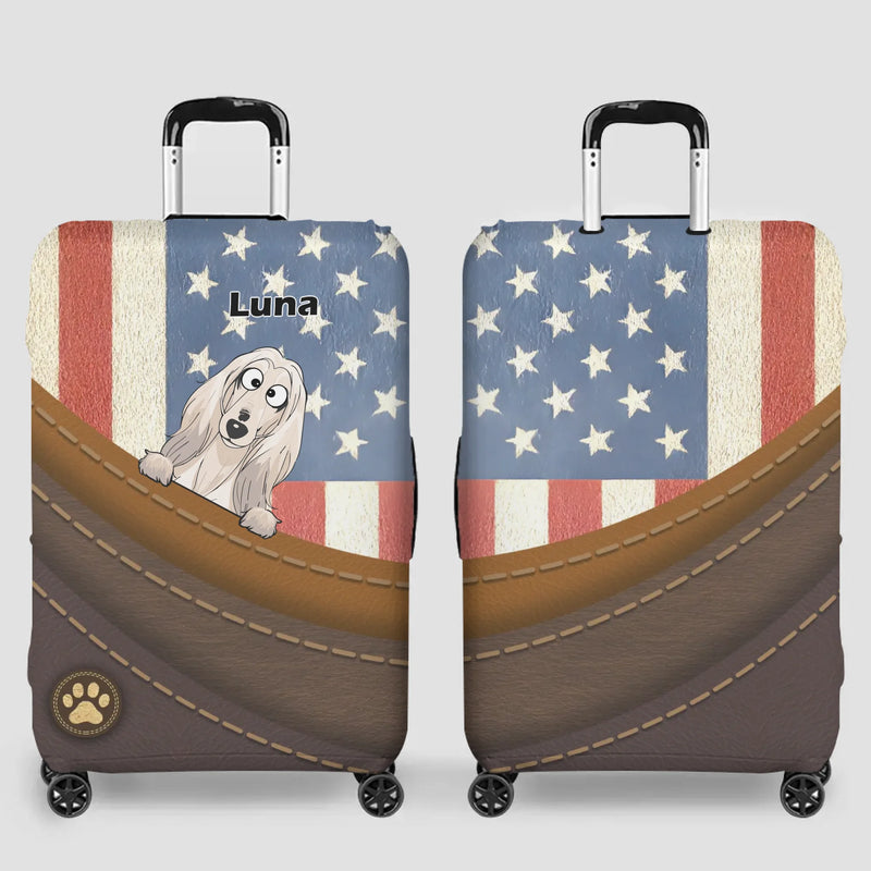 Vintage USA Dog Luggage Cover – Custom Dog Name Design - 89Prints