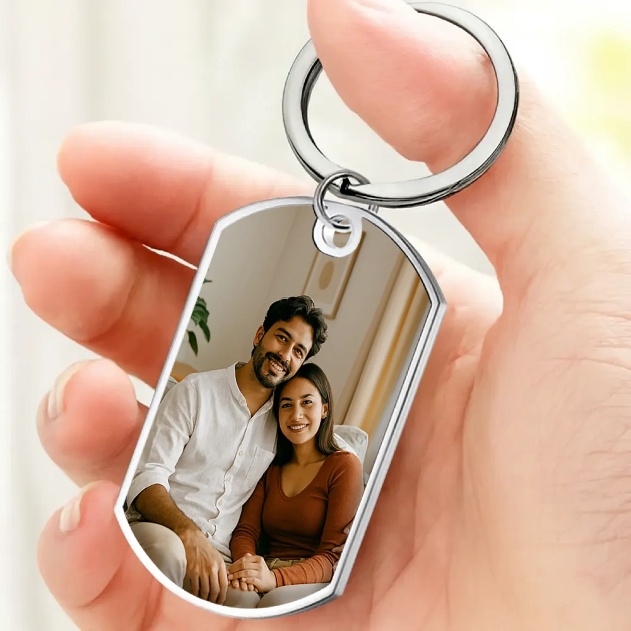 Couple Photo Memory Keychain – Our First Valentine One-Side Engraving – 89Prints