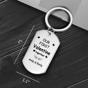Couple Photo Memory Keychain – Our First Valentine One-Side Engraving – 89Prints