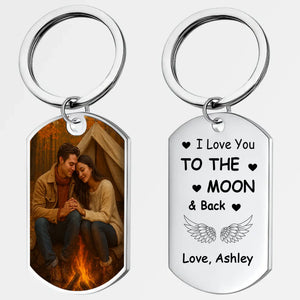 Special Couple Photo Keychain – To the Moon and Back Love Engraved – 89Prints