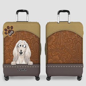 Retro Dog Illustration Luggage Cover - Personalized Pet Travel Accessory - 89Prints