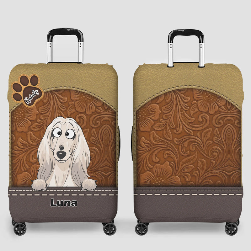Retro Dog Illustration Luggage Cover - Personalized Pet Travel Accessory - 89Prints