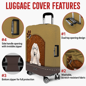 Retro Dog Illustration Luggage Cover - Personalized Pet Travel Accessory - 89Prints