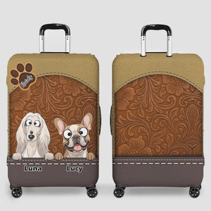 Retro Dog Illustration Luggage Cover - Personalized Pet Travel Accessory - 89Prints