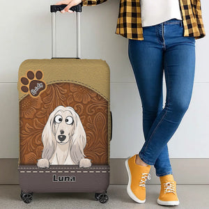 Retro Dog Illustration Luggage Cover - Personalized Pet Travel Accessory - 89Prints