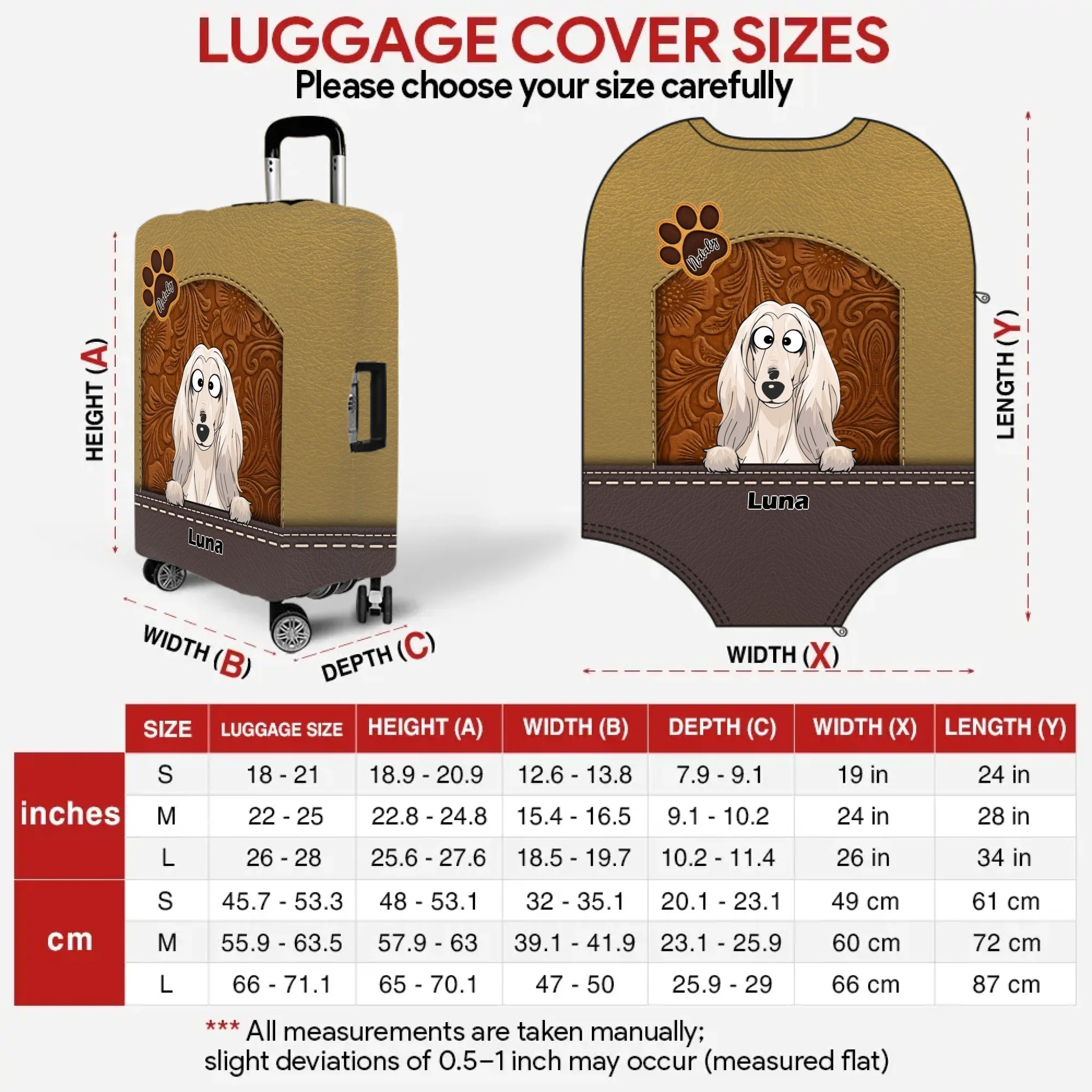 Retro Dog Illustration Luggage Cover - Personalized Pet Travel Accessory - 89Prints