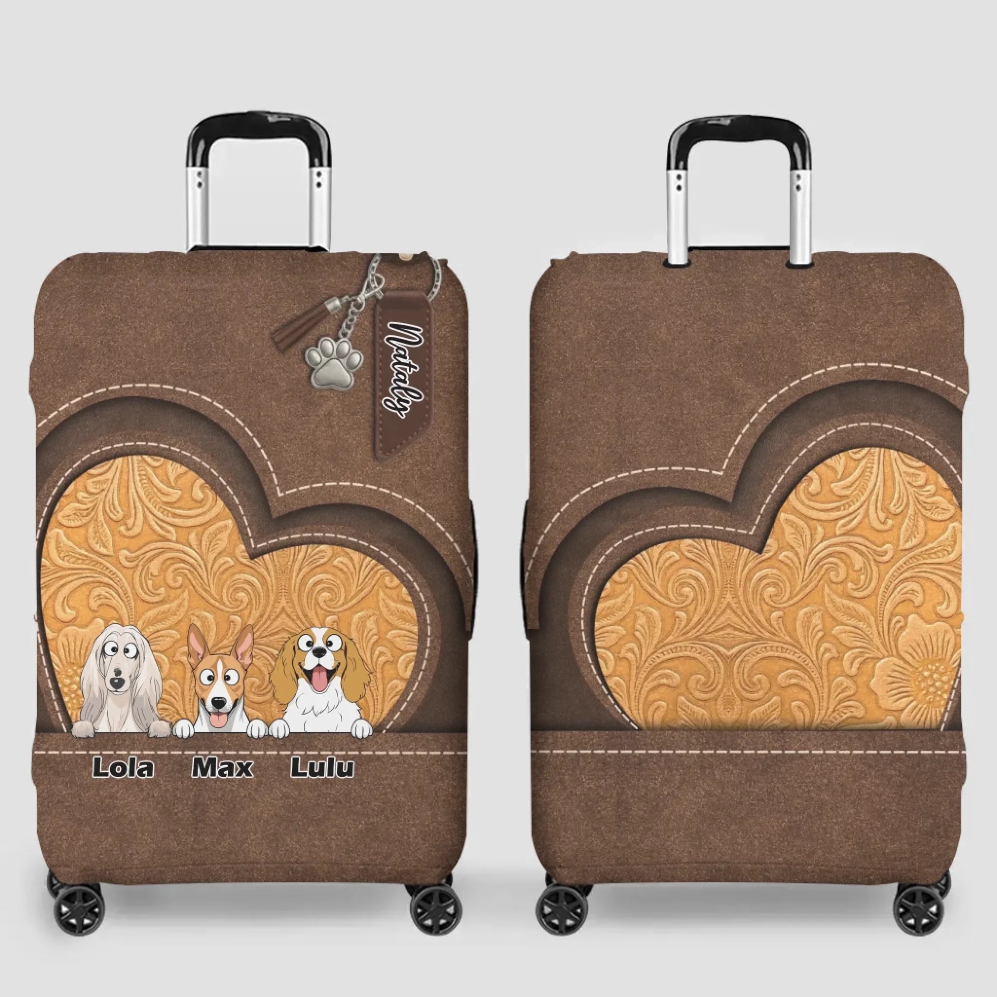 Heart Window Dog Luggage Cover - Personalized Pet Art & Name - 89Prints