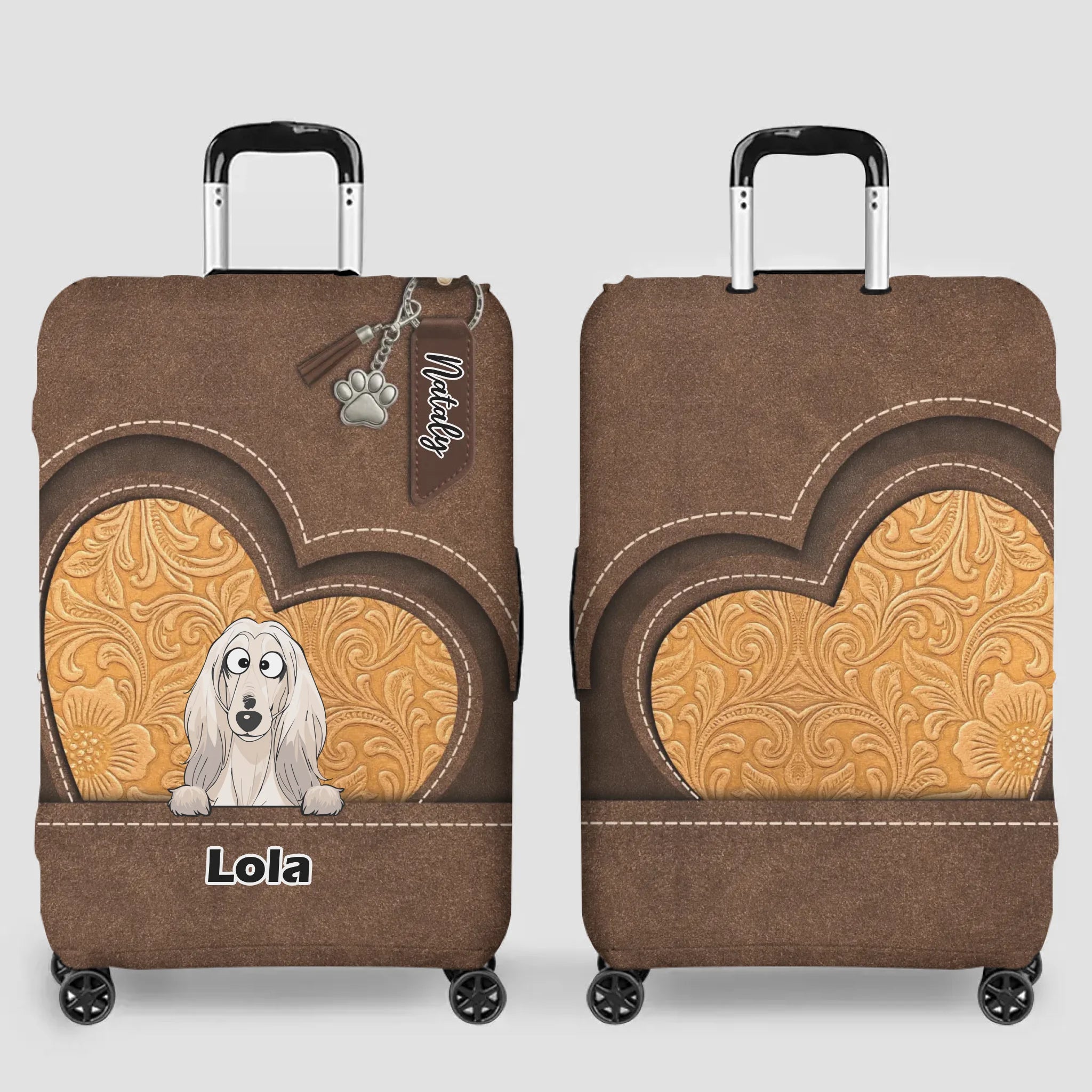 Heart Window Dog Luggage Cover - Personalized Pet Art & Name - 89Prints