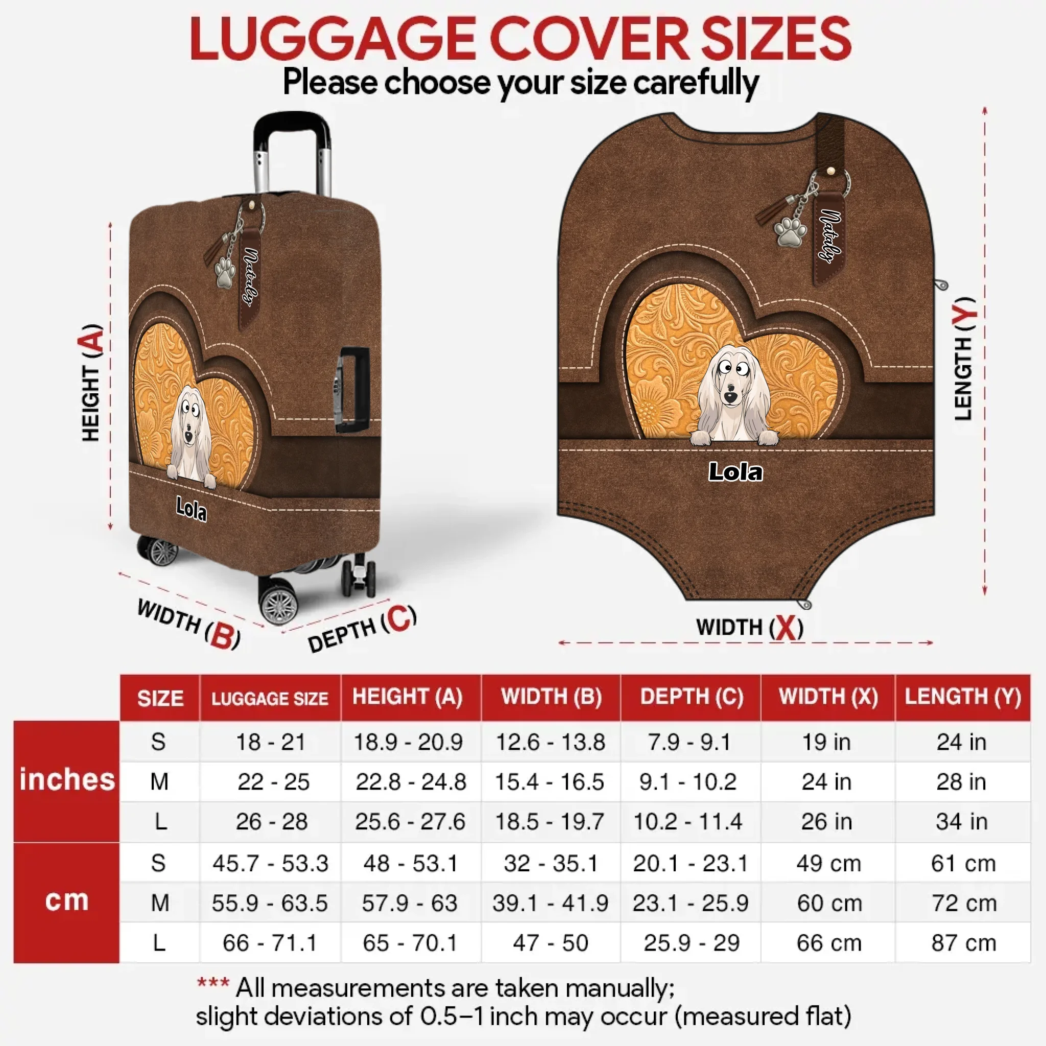 Heart Window Dog Luggage Cover - Personalized Pet Art & Name - 89Prints