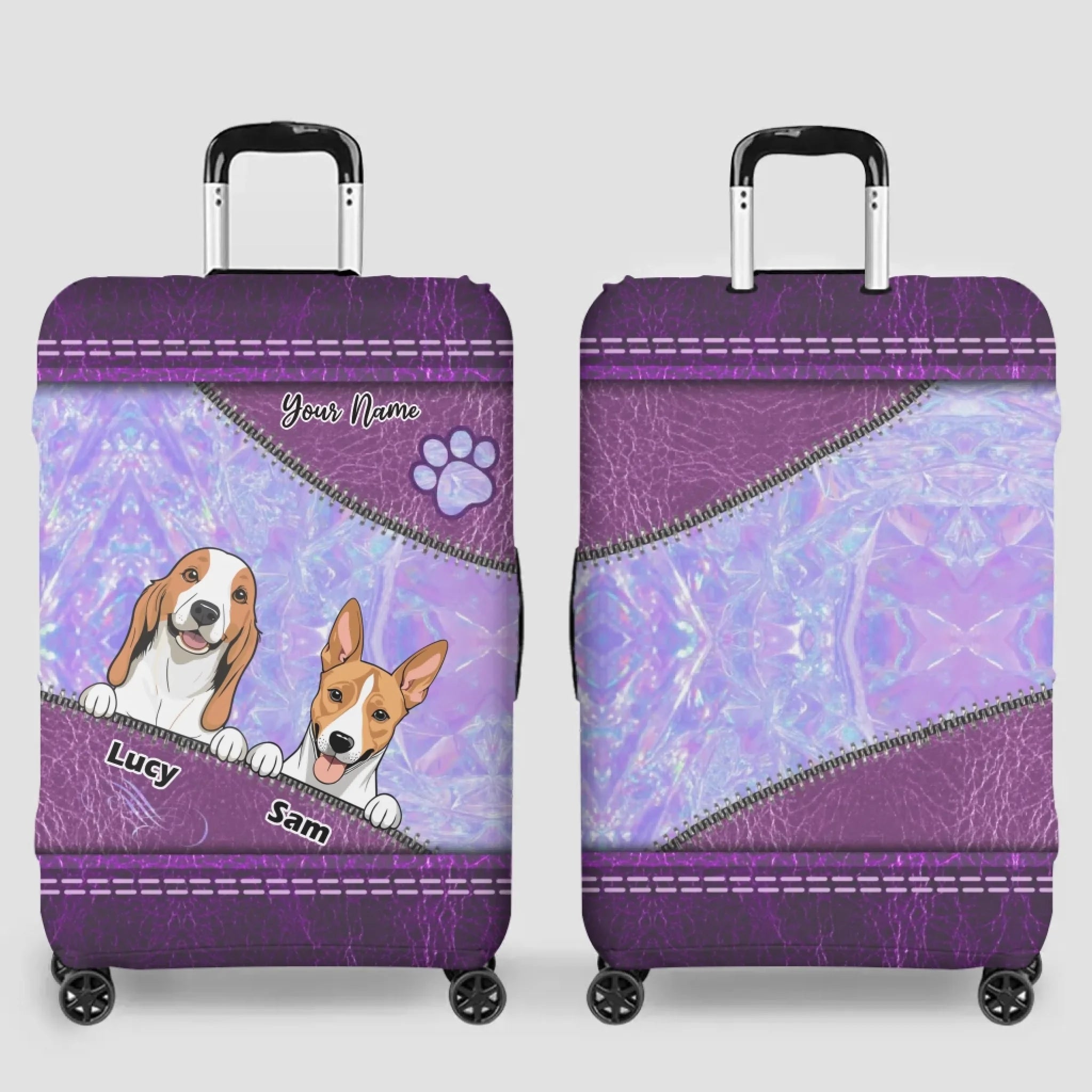 Purple Shine Pet Luggage Cover – Iridescent Purple Personalized Design - 89Prints
