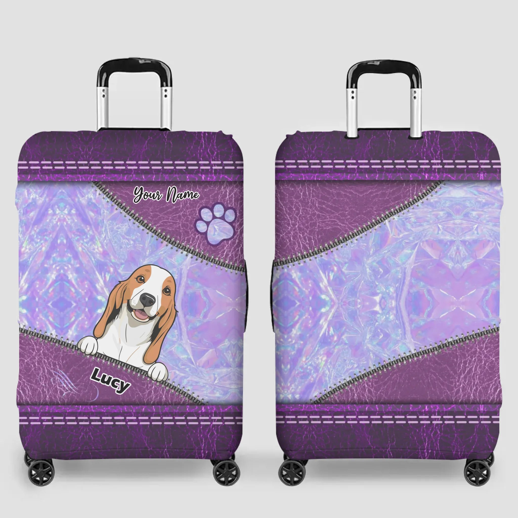 Purple Shine Pet Luggage Cover – Iridescent Purple Personalized Design - 89Prints