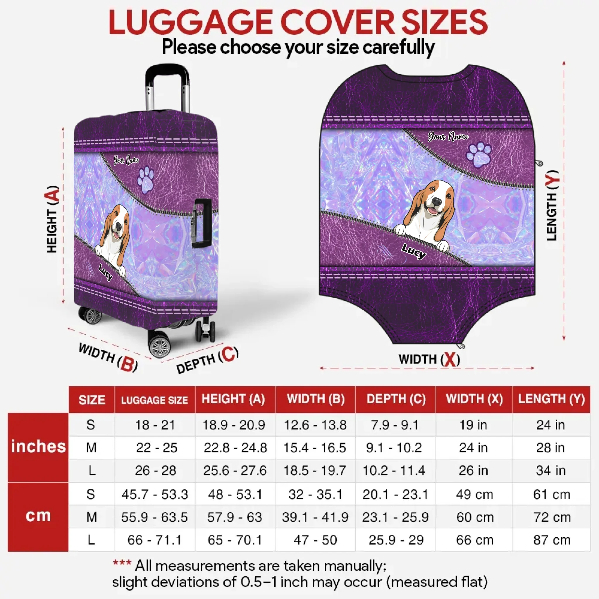 Purple Shine Pet Luggage Cover – Iridescent Purple Personalized Design - 89Prints