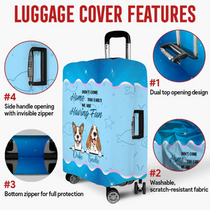 Ocean Fun Dog Luggage Cover - Don’t Come Home Too Early Design - Custom Name & Cute Illustration - 89Prints