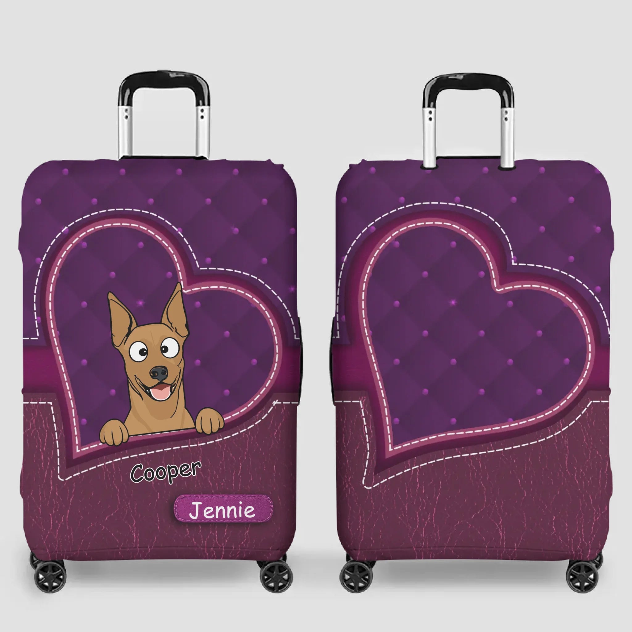 Heart Pocket Dog Travel Luggage Cover – Customized Dog Art & Name - 89Prints