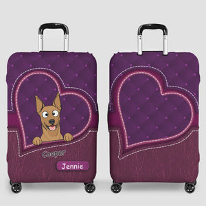 Heart Pocket Dog Travel Luggage Cover – Customized Dog Art & Name - 89Prints
