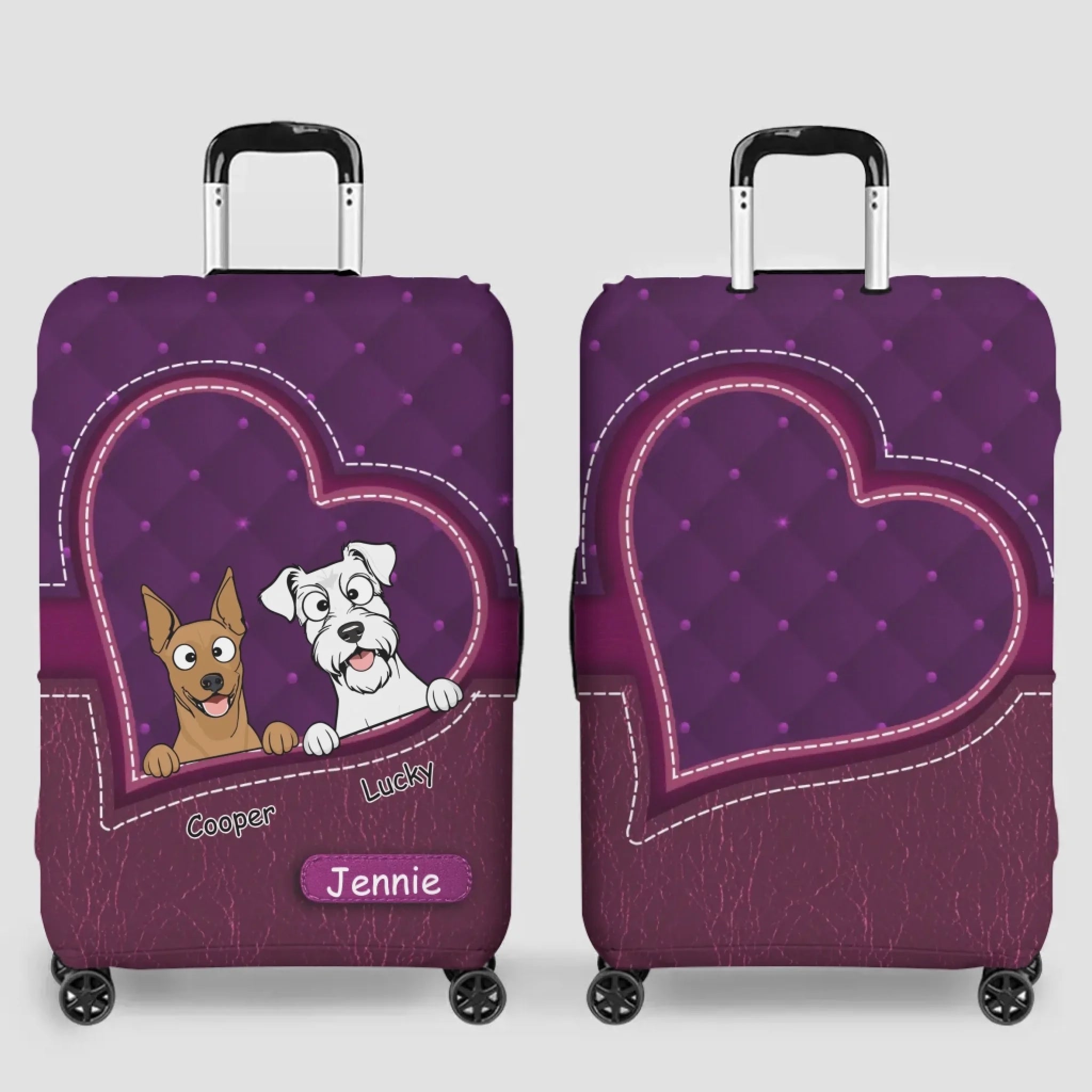 Heart Pocket Dog Travel Luggage Cover – Customized Dog Art & Name - 89Prints