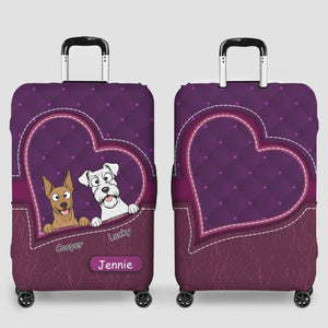Heart Pocket Dog Travel Luggage Cover – Customized Dog Art & Name - 89Prints