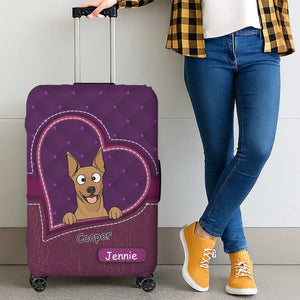 Heart Pocket Dog Travel Luggage Cover – Customized Dog Art & Name - 89Prints