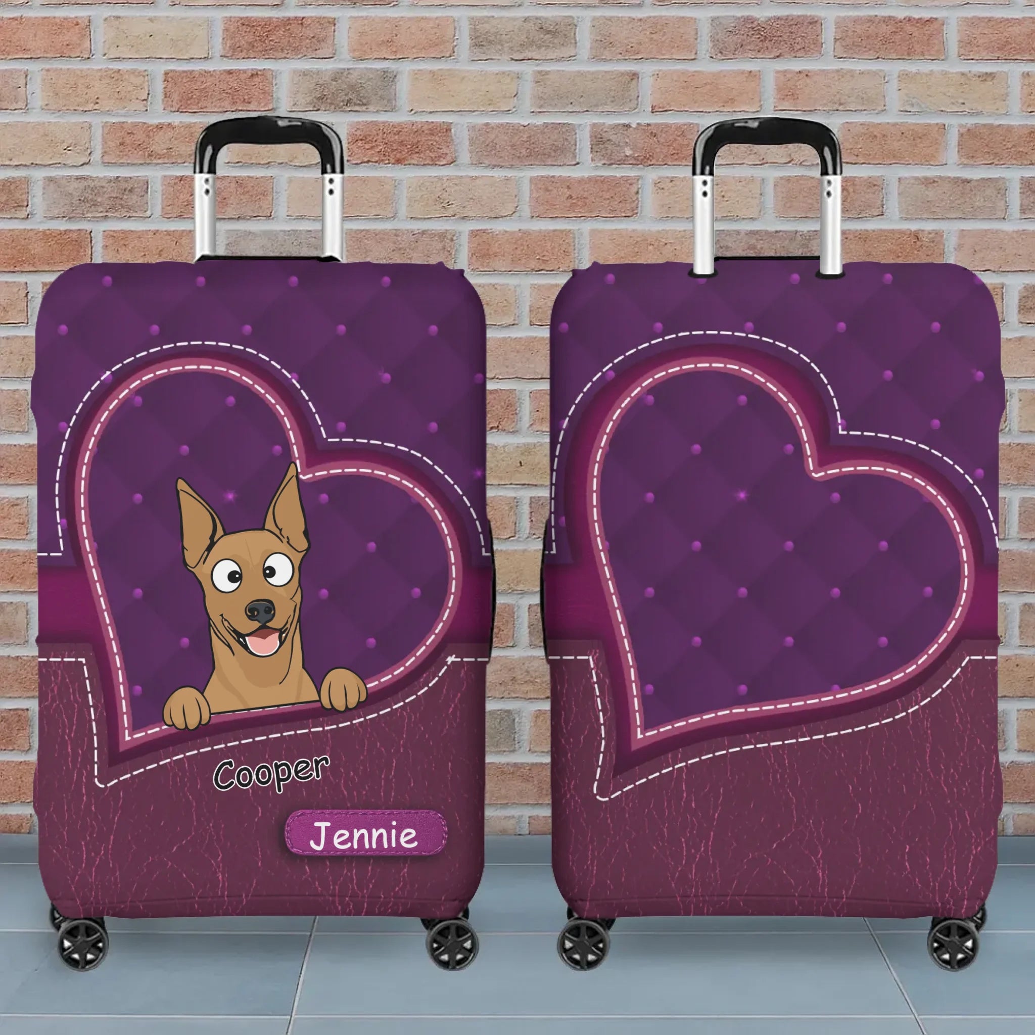 Heart Pocket Dog Travel Luggage Cover – Customized Dog Art & Name - 89Prints