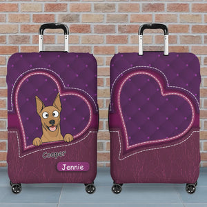 Heart Pocket Dog Travel Luggage Cover – Customized Dog Art & Name - 89Prints