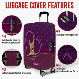 Heart Pocket Dog Travel Luggage Cover – Customized Dog Art & Name - 89Prints