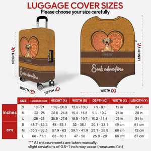 Seek Adventure Dog Luggage Cover – Heart Duo Pet Art with Custom Names - 89Prints