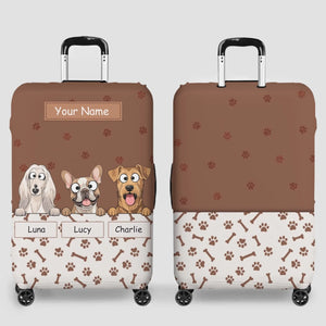 Paw Parade Dog Luggage Cover – Custom Name & Playful Pup Illustration - 89Prints