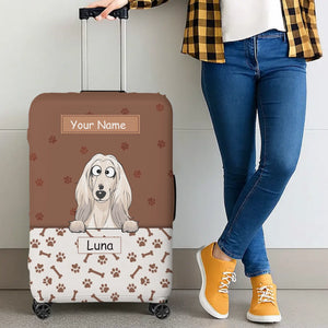 Paw Parade Dog Luggage Cover – Custom Name & Playful Pup Illustration - 89Prints
