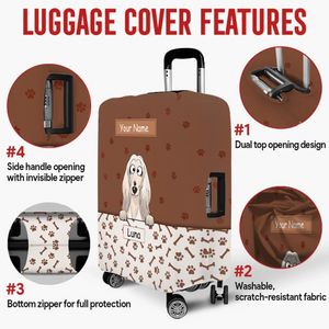 Paw Parade Dog Luggage Cover – Custom Name & Playful Pup Illustration - 89Prints